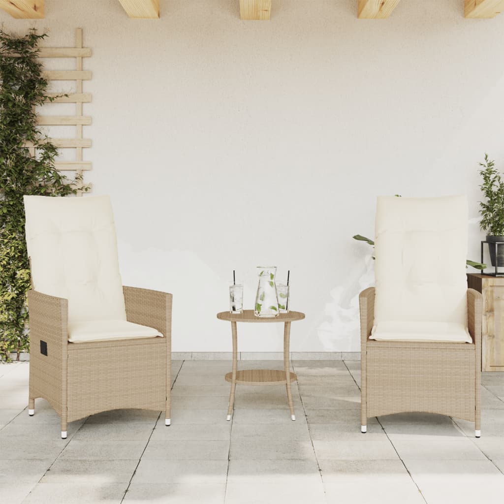 Set da Bistrò 3 pz con Cuscini Beige in Polyrattan - homemem39