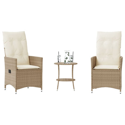 Set da Bistrò 3 pz con Cuscini Beige in Polyrattan - homemem39