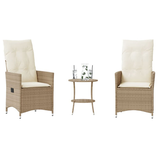 Set da Bistrò 3 pz con Cuscini Beige in Polyrattan - homemem39