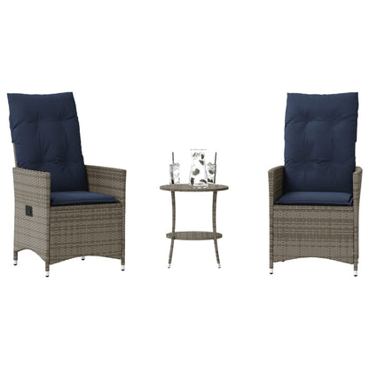 Set da Bistrot 3 pz con Cuscini Grigio in Polyrattan - homemem39