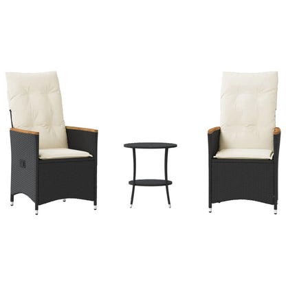Set da Bistrò 3 pz con Cuscini Nero in Polyrattan | homemem39