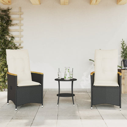 Set da Bistrò 3 pz con Cuscini Nero in Polyrattan | homemem39