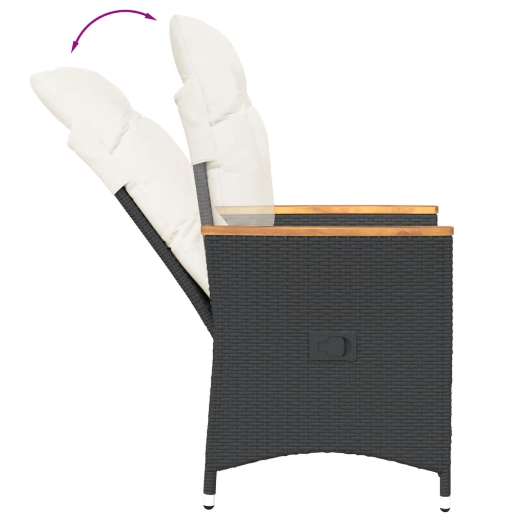 Set da Bistrò 3 pz con Cuscini Nero in Polyrattan | homemem39