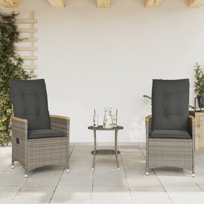 Set da Bistrò 3 pz con Cuscini Grigio in Polyrattan | homemem39