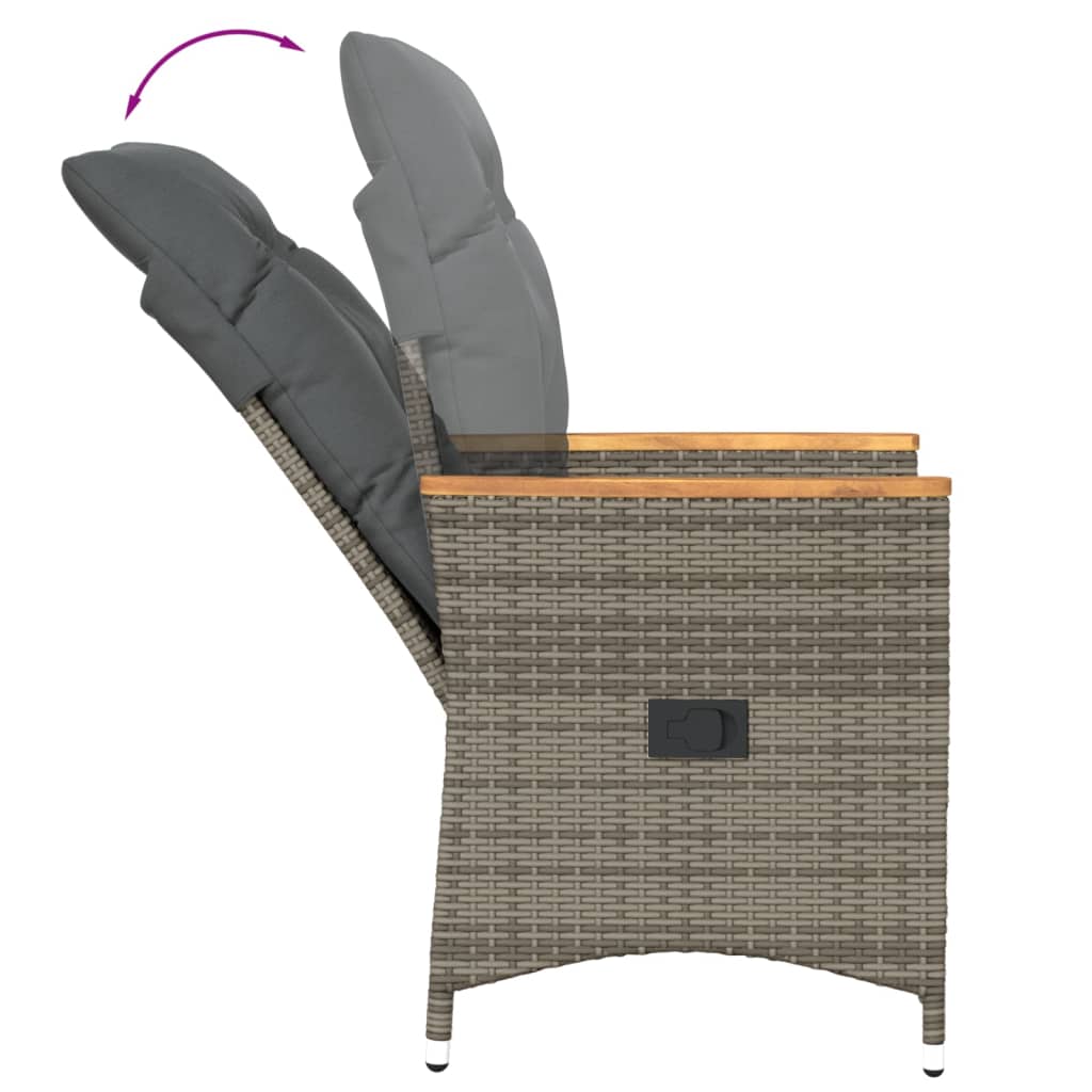 Set da Bistrò 3 pz con Cuscini Grigio in Polyrattan | homemem39