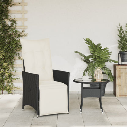 Sedia Reclinabile da Giardino con Cuscini Nera in Polyrattan - homemem39