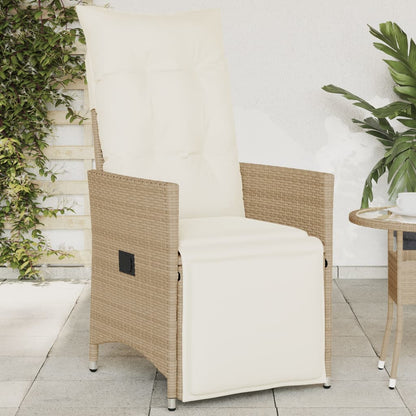 Sedia Reclinabile da Giardino con Cuscini Beige in Polyrattan