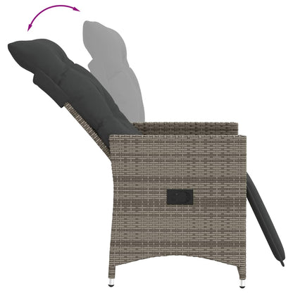 Sedie da Giardino Reclinabili 2 pz e Cuscini Grigio Polyrattan