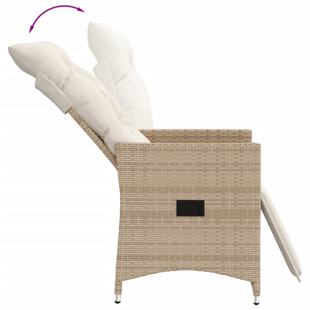 Sedie Reclinabili da Giardino 2pz con Cuscini Beige Polyrattan - homemem39