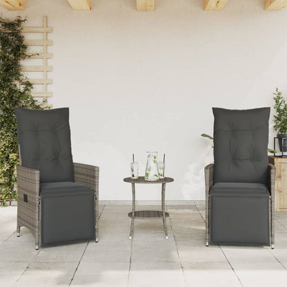 Set da Bistrò 3 pz con Cuscini Grigio in Polyrattan - homemem39