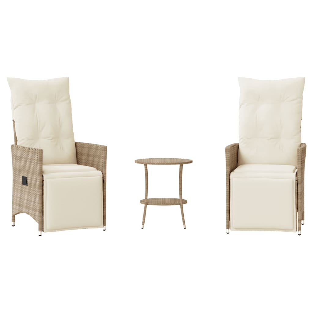 Set da Bistrò 3 pz con Cuscini Beige in Polyrattan - homemem39