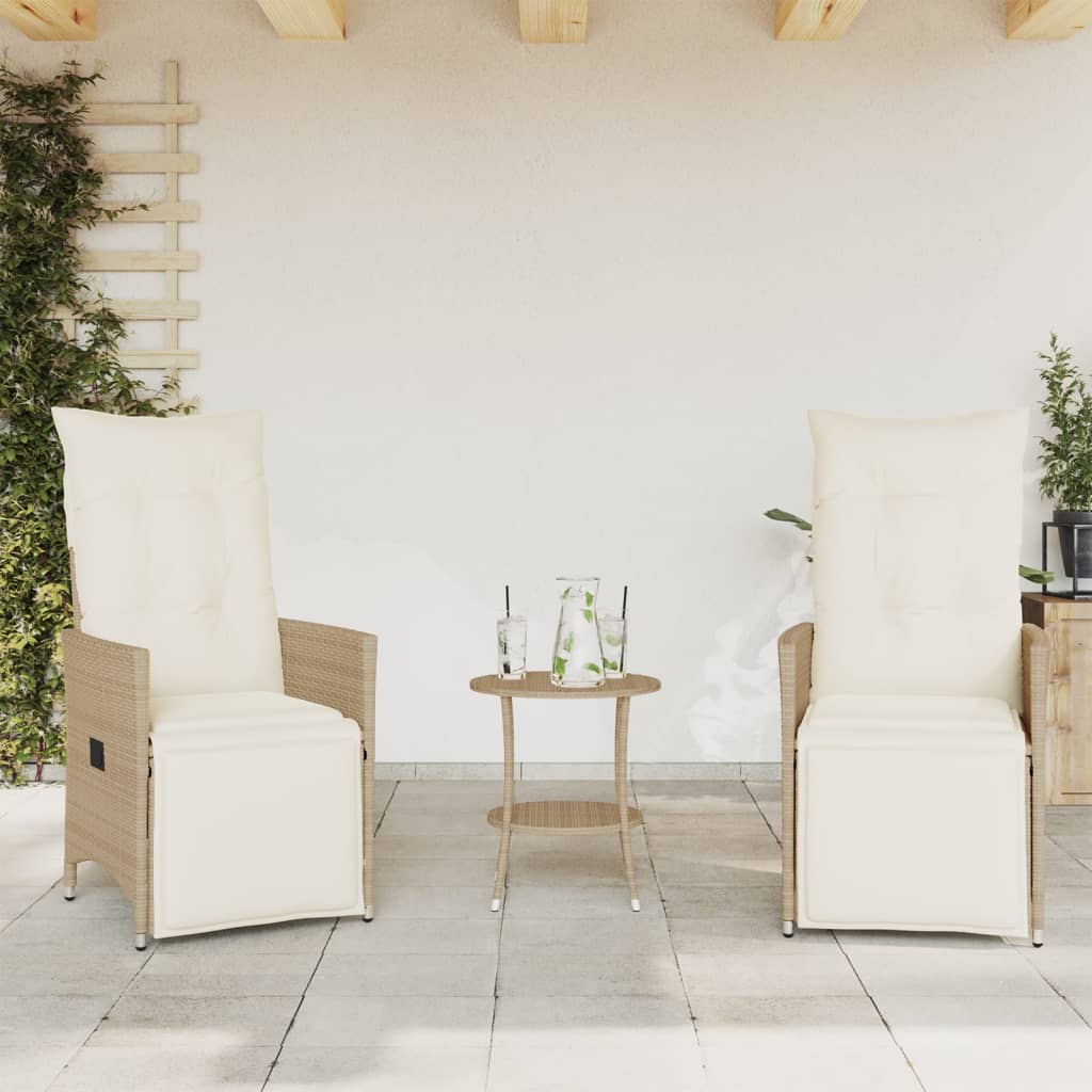 Set da Bistrò 3 pz con Cuscini Beige in Polyrattan - homemem39