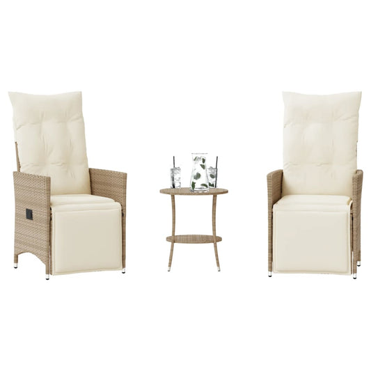Set da Bistrò 3 pz con Cuscini Beige in Polyrattan - homemem39