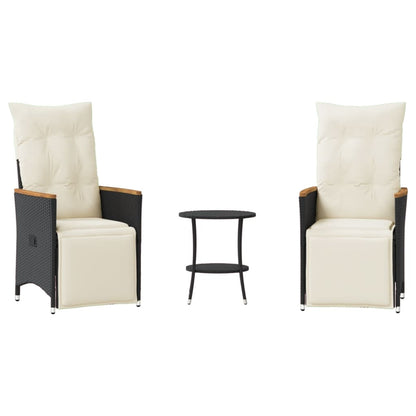 Set da Bistrò 3 pz con Cuscini Nero in Polyrattan | homemem39