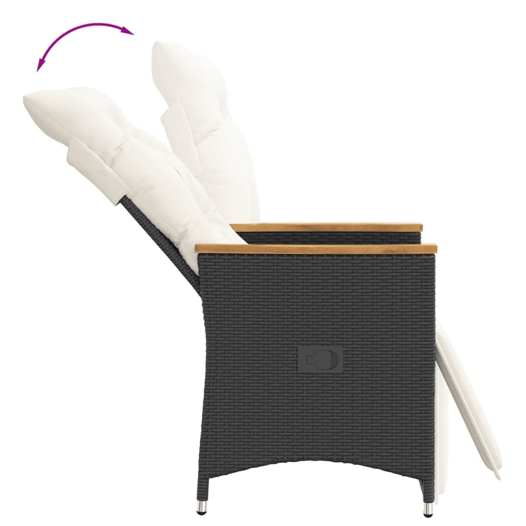 Set da Bistrò 3 pz con Cuscini Nero in Polyrattan | homemem39