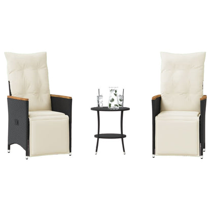 Set da Bistrò 3 pz con Cuscini Nero in Polyrattan | homemem39