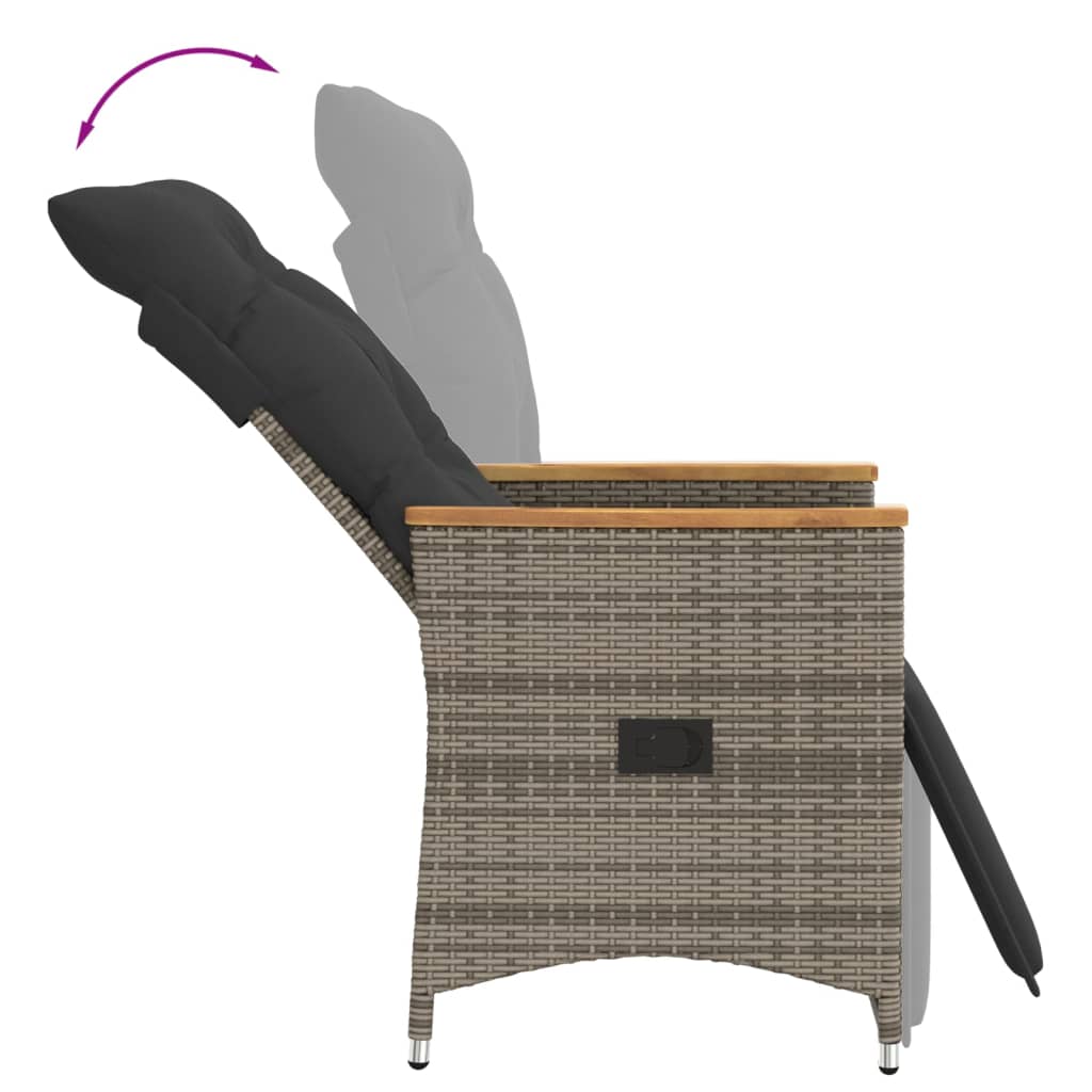 Set da Bistrò 3 pz con Cuscini Grigio in Polyrattan - homemem39