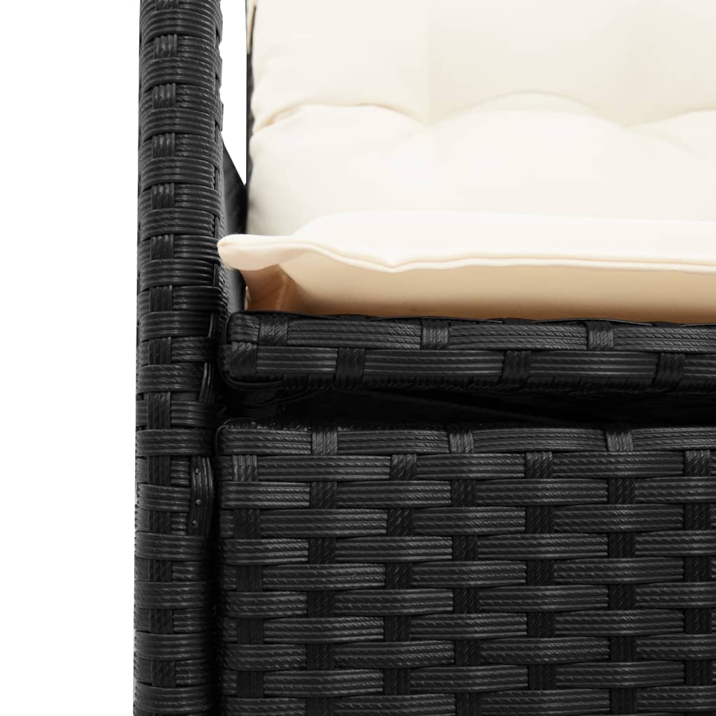 Divano Giardino Reclinabile 2Posti con Tavolino Nero Polyrattan | homemem39