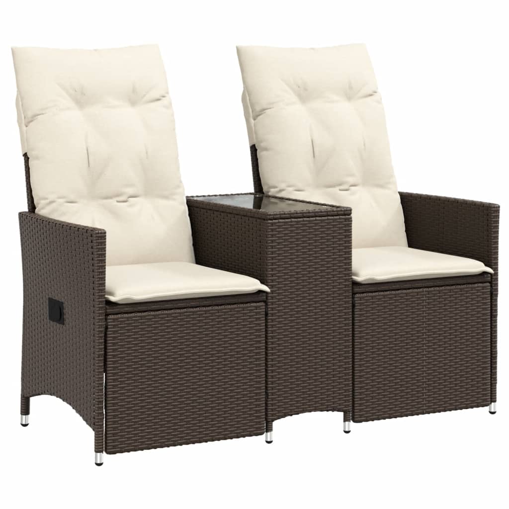 Divano Giardino Reclinabile 2 Posti Tavolino Marrone Polyrattan | homemem39