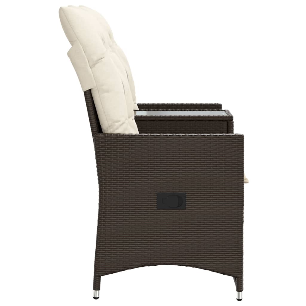 Divano Giardino Reclinabile 2 Posti Tavolino Marrone Polyrattan | homemem39