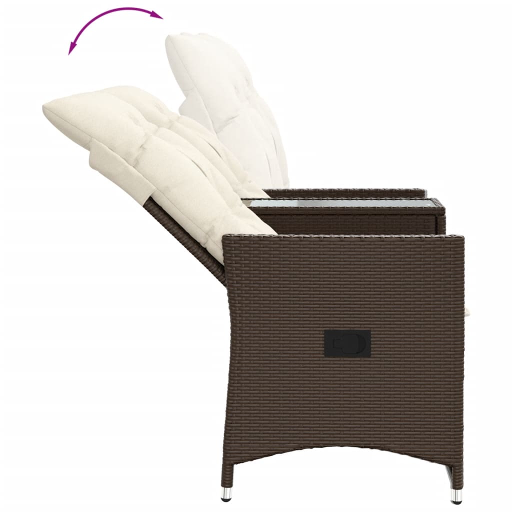 Divano Giardino Reclinabile 2 Posti Tavolino Marrone Polyrattan | homemem39