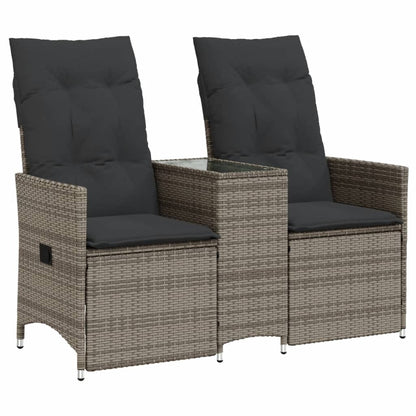 Divano Giardino Reclinabile 2 Posti Tavolino Grigio Polyrattan | homemem39