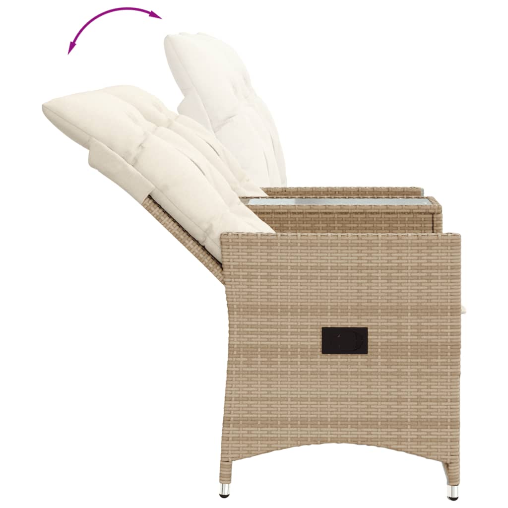 Divano Giardino Reclinabile 2 Posti Tavolino Beige Polyrattan | homemem39