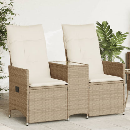 Divano Giardino Reclinabile 2 Posti Tavolino Beige Polyrattan | homemem39