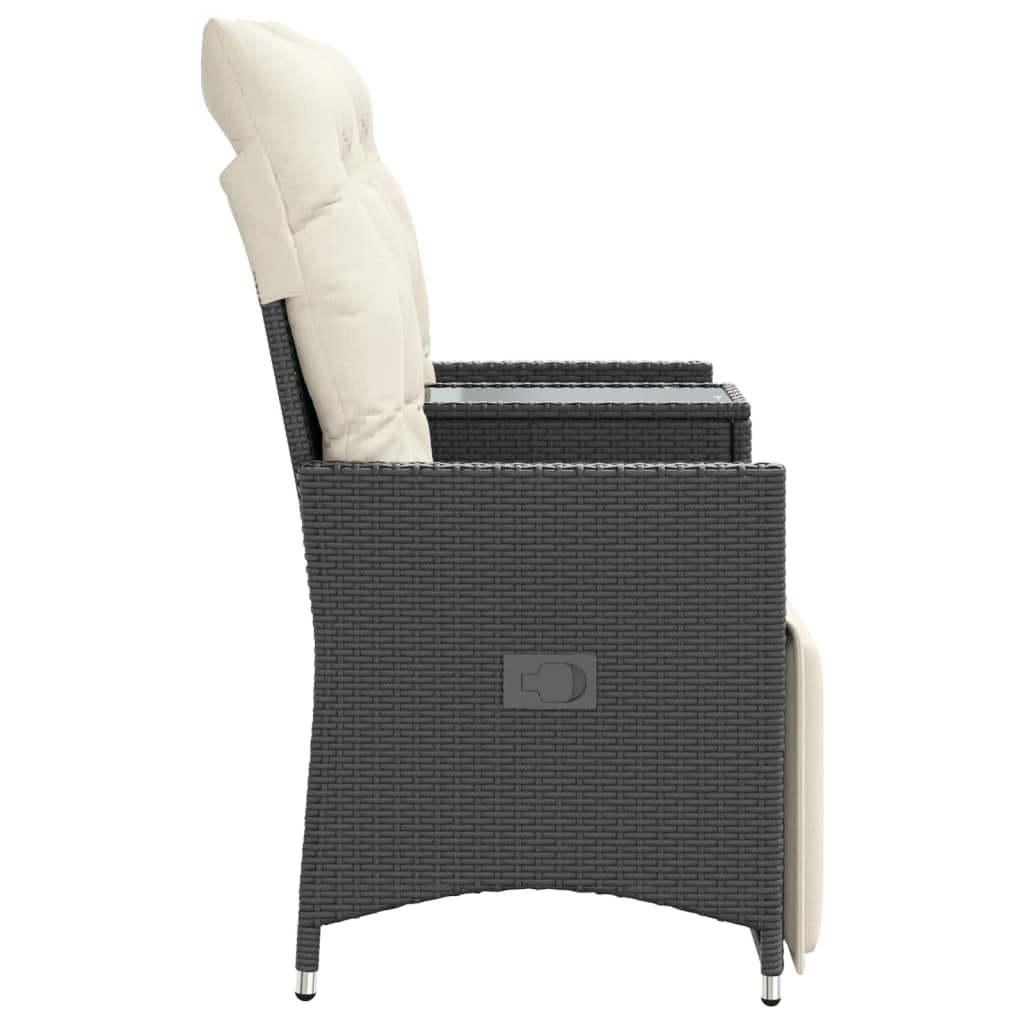 Divano Giardino Reclinabile 2Posti con Tavolino Nero Polyrattan | homemem39