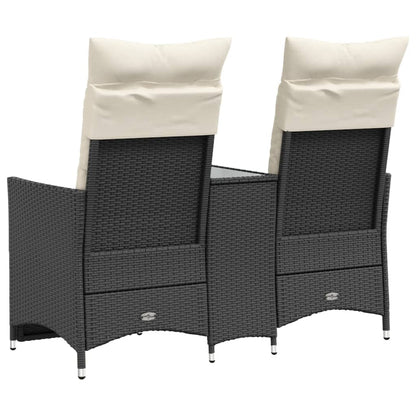 Divano Giardino Reclinabile 2Posti con Tavolino Nero Polyrattan | homemem39