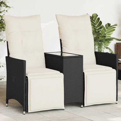 Divano Giardino Reclinabile 2Posti con Tavolino Nero Polyrattan | homemem39