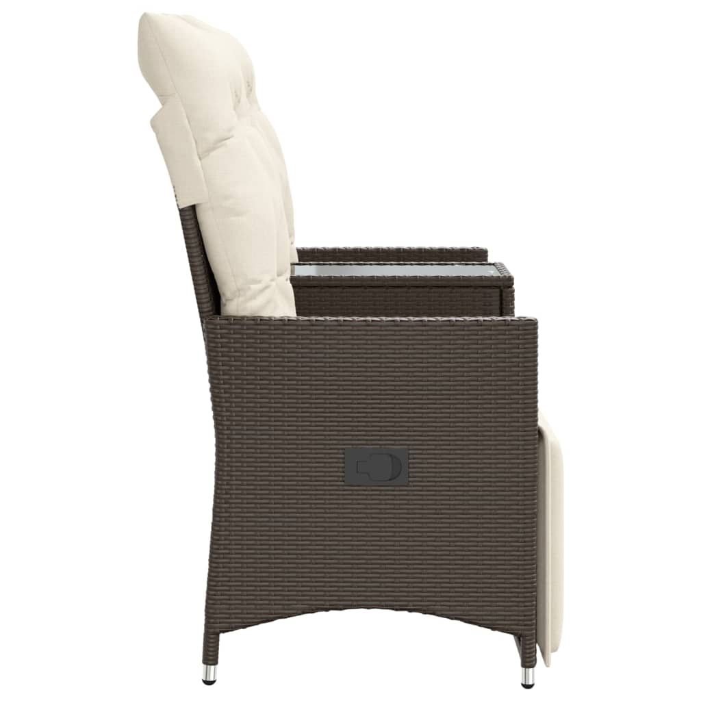 Divano Giardino Reclinabile 2 Posti Tavolino Marrone Polyrattan | homemem39