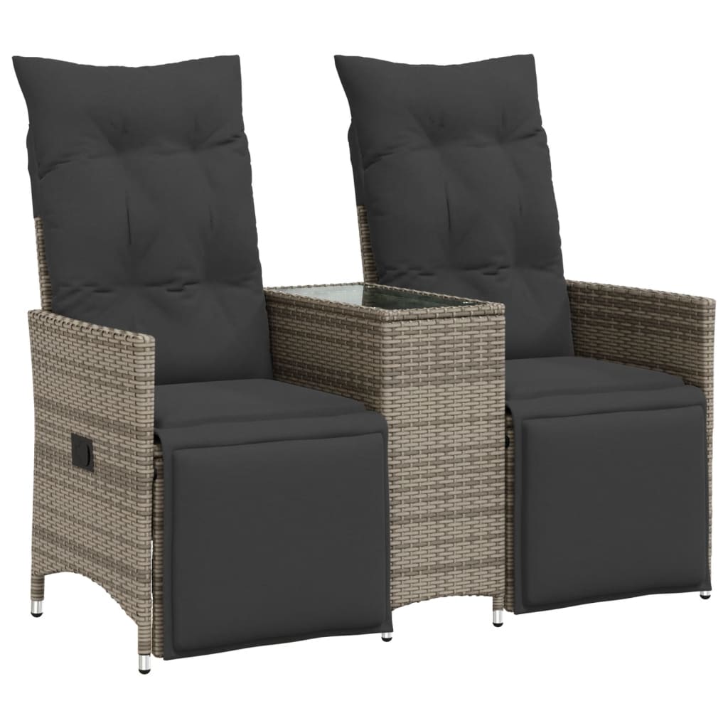 Divano Giardino Reclinabile 2 Posti Tavolino Grigio Polyrattan | homemem39