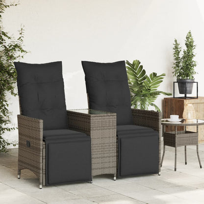 Divano Giardino Reclinabile 2 Posti Tavolino Grigio Polyrattan | homemem39