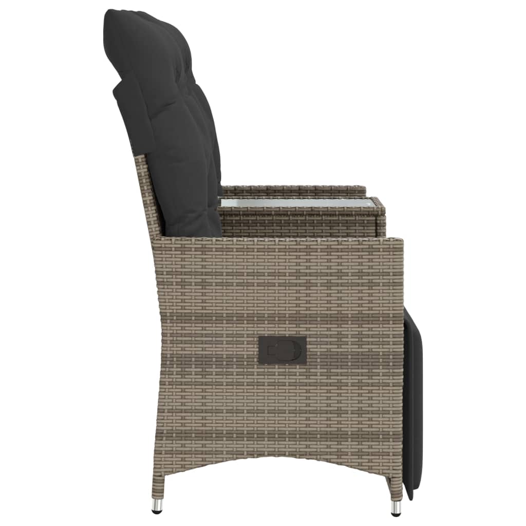 Divano Giardino Reclinabile 2 Posti Tavolino Grigio Polyrattan | homemem39