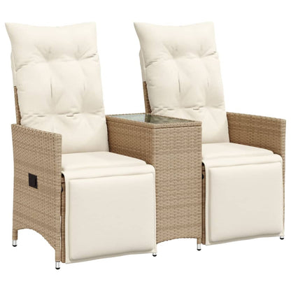 Divano Giardino Reclinabile 2 Posti Tavolino Beige Polyrattan | homemem39