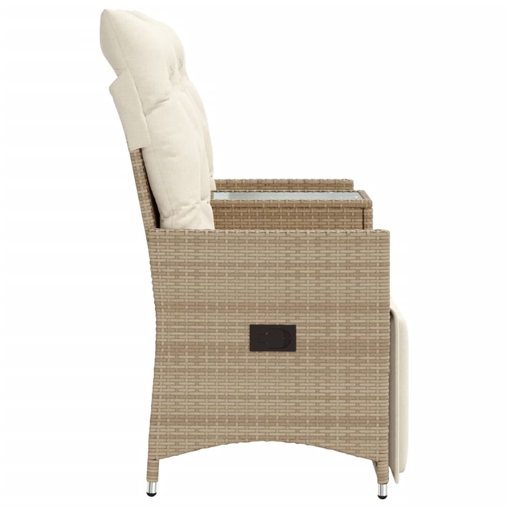 Divano Giardino Reclinabile 2 Posti Tavolino Beige Polyrattan | homemem39