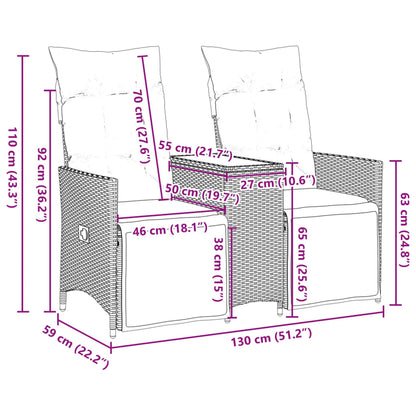 Divano Giardino Reclinabile 2 Posti Tavolino Beige Polyrattan | homemem39