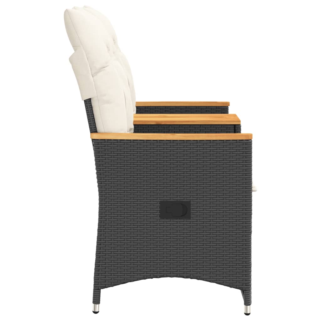 Divano Giardino Reclinabile 2Posti con Tavolino Nero Polyrattan | homemem39