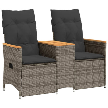 Divano Giardino Reclinabile 2 Posti Tavolino Grigio Polyrattan | homemem39