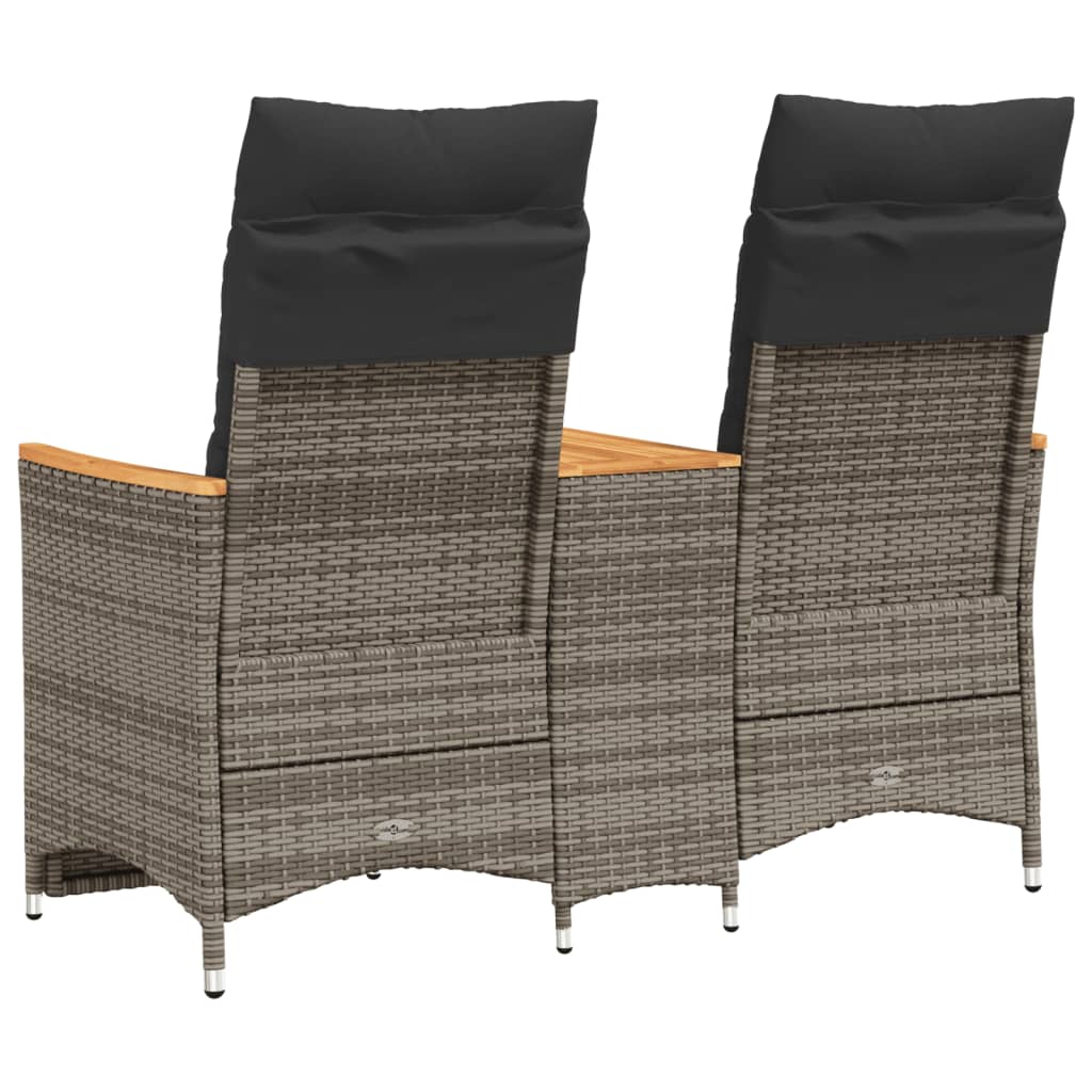 Divano Giardino Reclinabile 2 Posti Tavolino Grigio Polyrattan | homemem39
