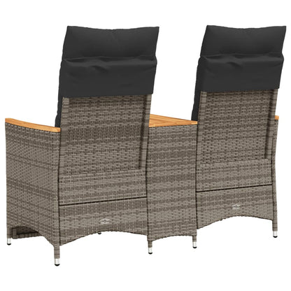 Divano Giardino Reclinabile 2 Posti Tavolino Grigio Polyrattan | homemem39