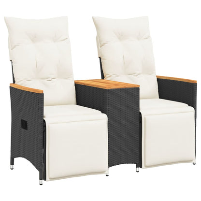 Divano Giardino Reclinabile 2Posti con Tavolino Nero Polyrattan | homemem39