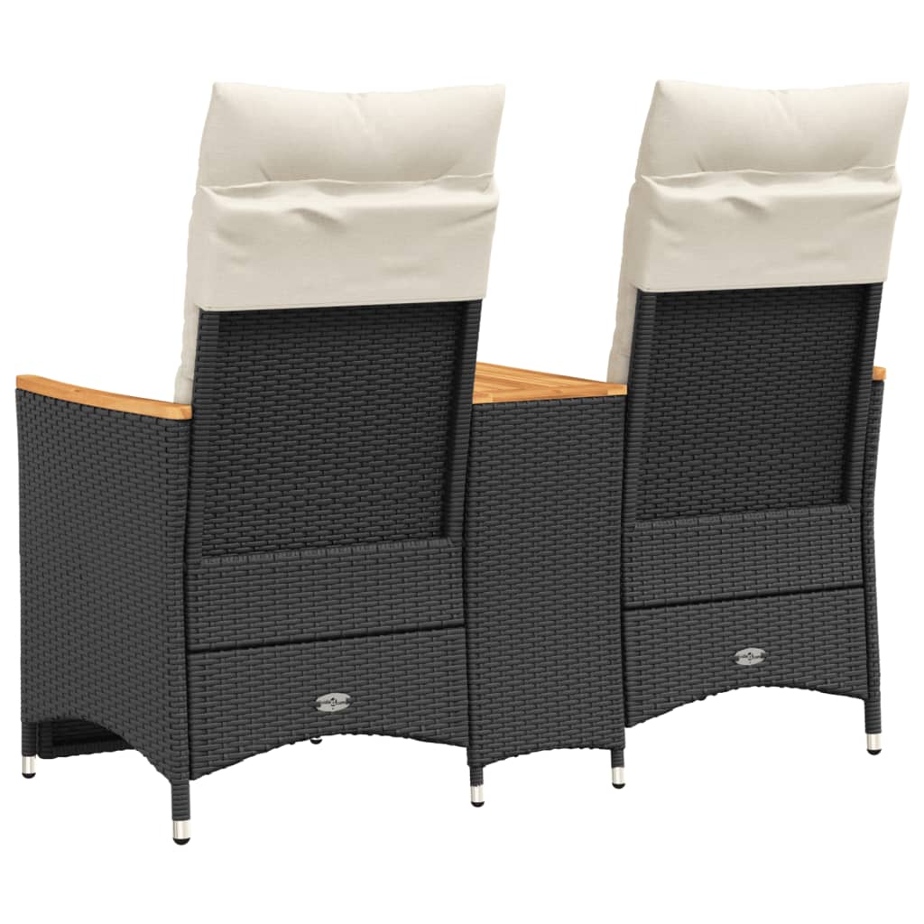 Divano Giardino Reclinabile 2Posti con Tavolino Nero Polyrattan | homemem39