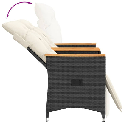 Divano Giardino Reclinabile 2Posti con Tavolino Nero Polyrattan | homemem39