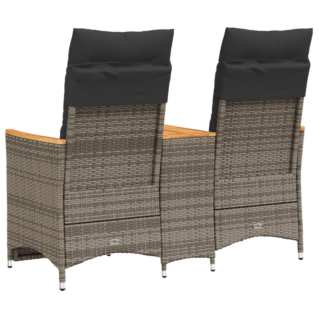 Divano Giardino Reclinabile 2 Posti Tavolino Grigio Polyrattan | homemem39