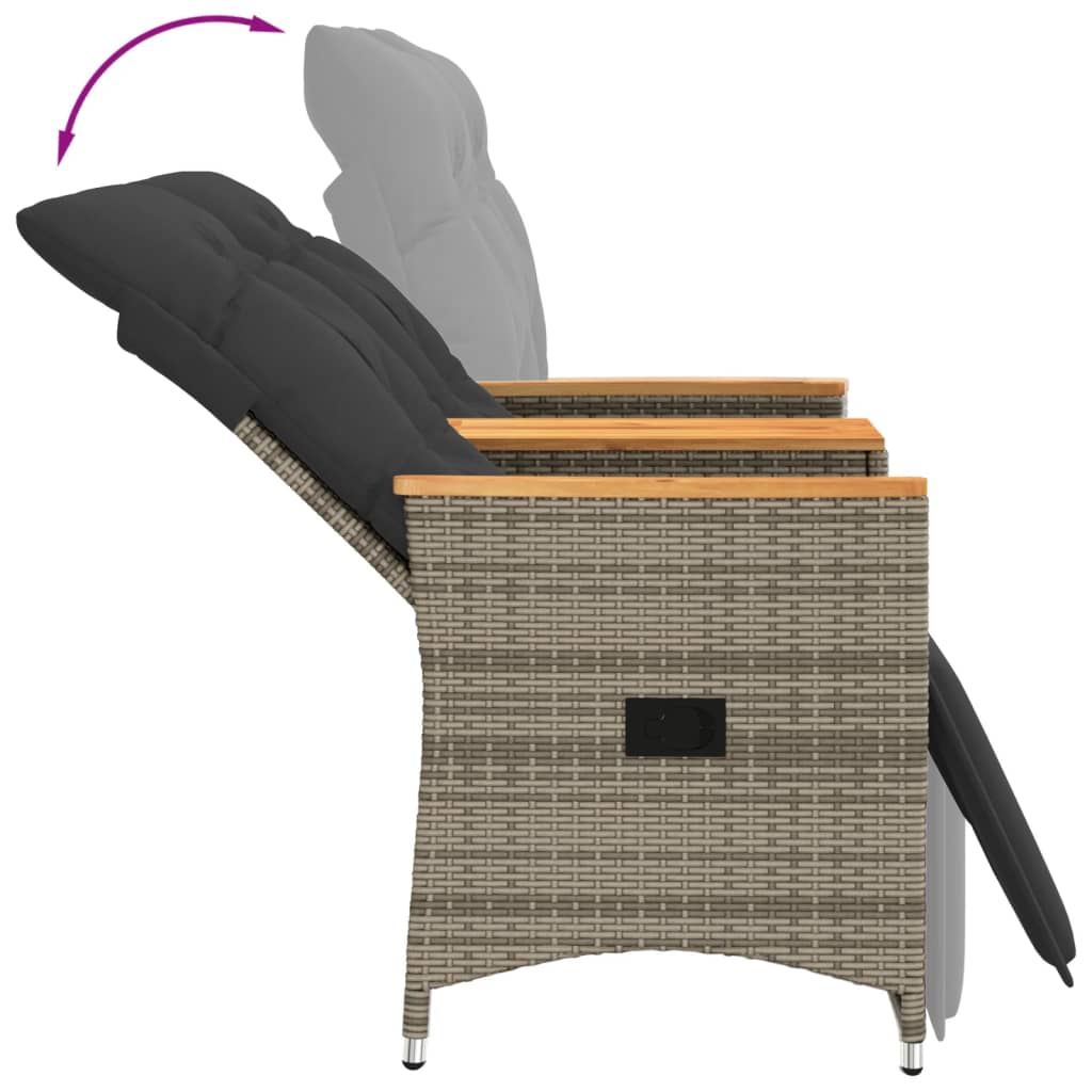 Divano Giardino Reclinabile 2 Posti Tavolino Grigio Polyrattan | homemem39