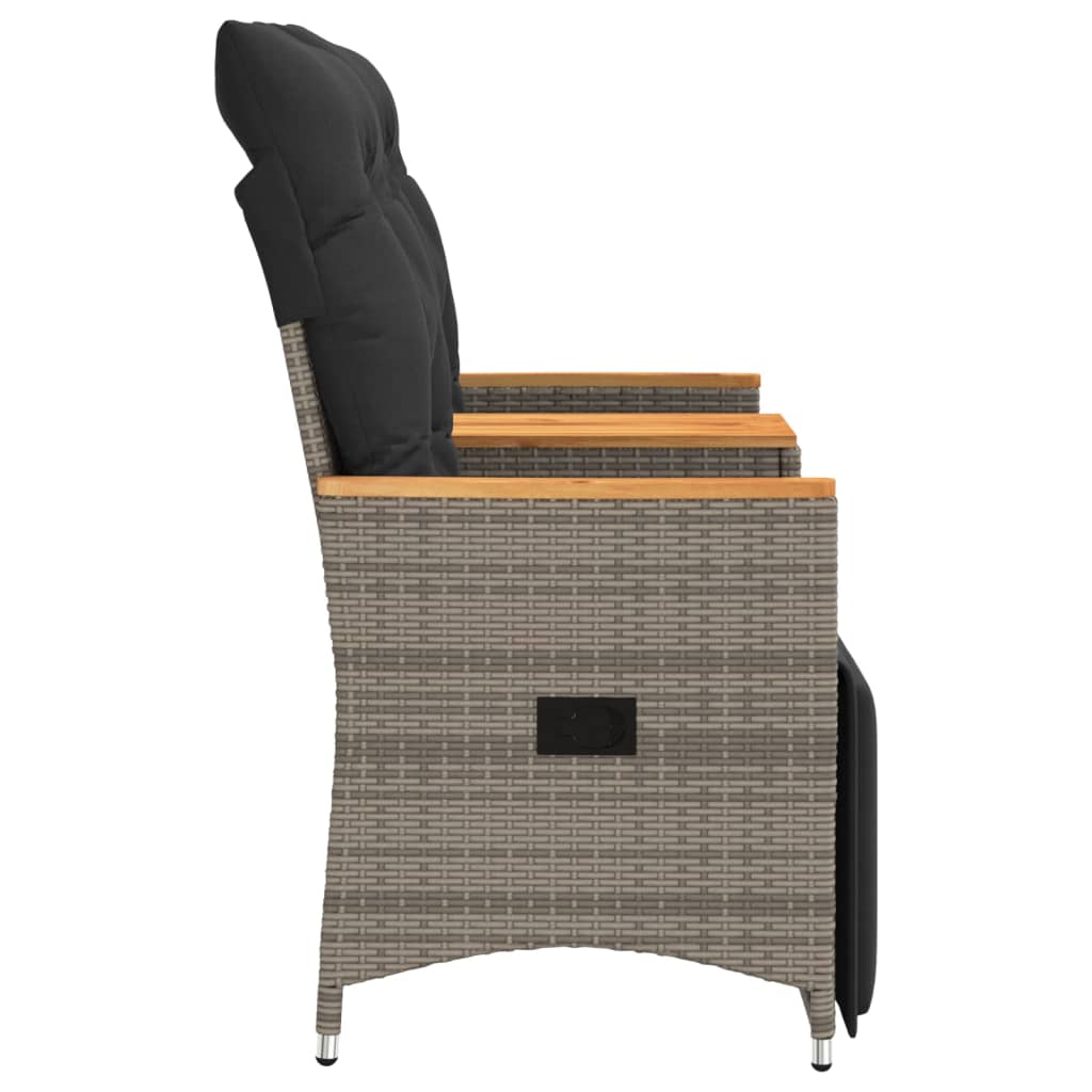 Divano Giardino Reclinabile 2 Posti Tavolino Grigio Polyrattan | homemem39