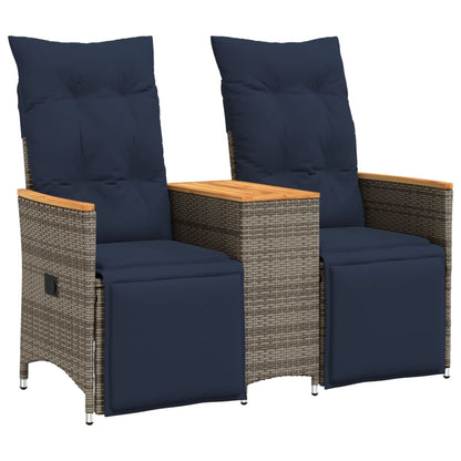 Divano da giardino reclinabile a 2 posti con tavolo grigio in polyrattan | homemem39