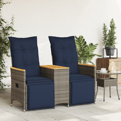 Divano da giardino reclinabile a 2 posti con tavolo grigio in polyrattan | homemem39